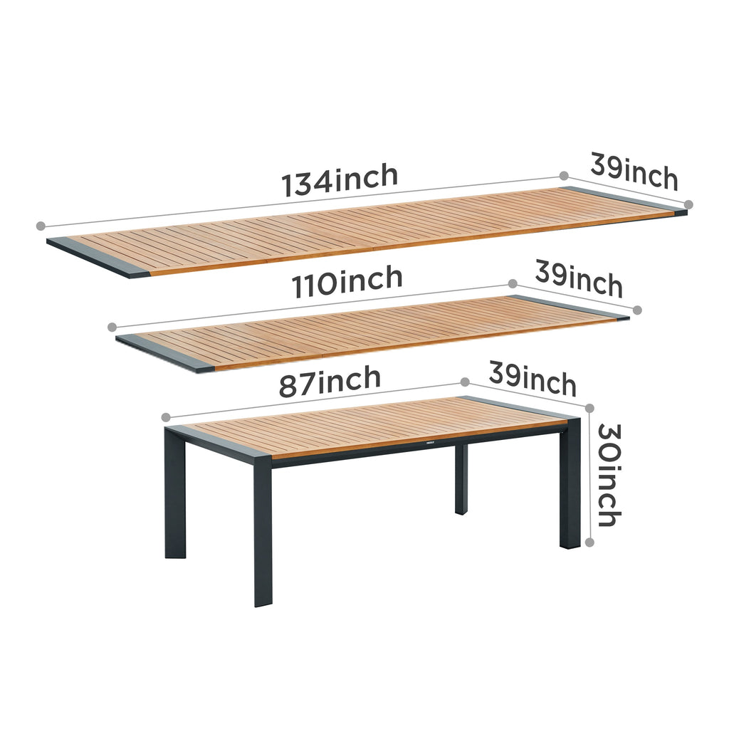 HIGOLD LUMEN Extendable Teak Outdoor Dining Set for 12 — FSC Certified