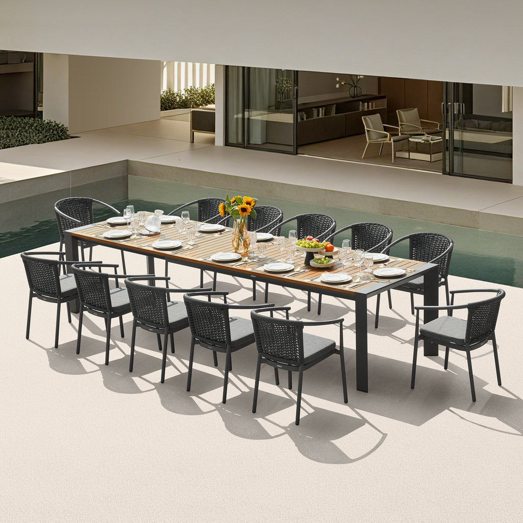HIGOLD LUMEN Extendable Teak Outdoor Dining Set for 12 — FSC Certified