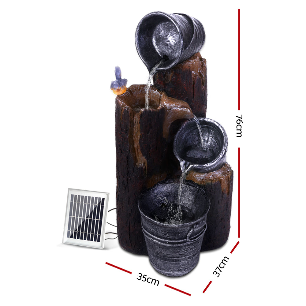 Solar 3-Tier Garden Fountain with LED Lights & Bird Bath