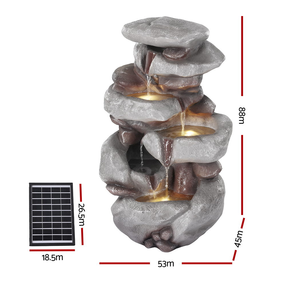 Solar 4-Tier Cascading Garden Fountain with LED Lights