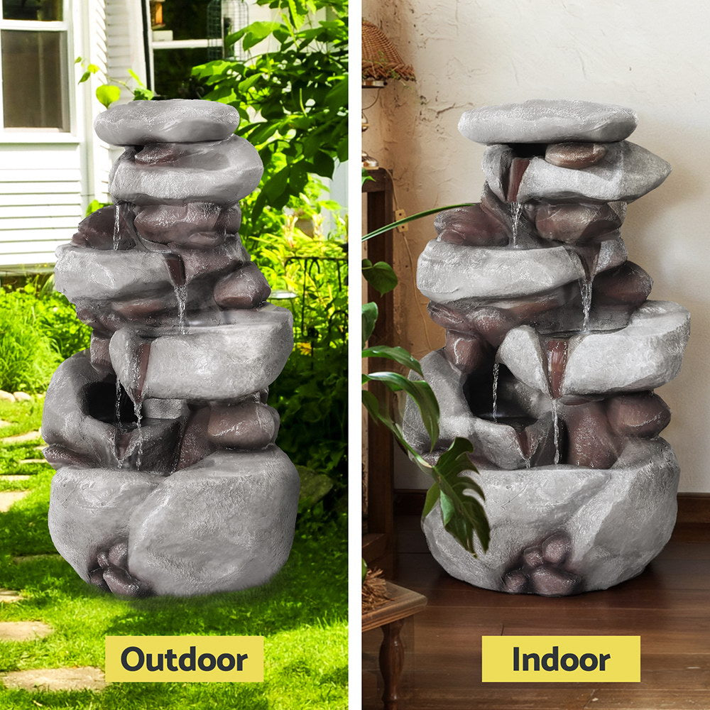 Solar 4-Tier Cascading Garden Fountain with LED Lights