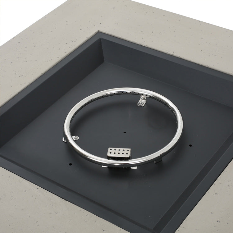 Light Grey Square 50K BTU Outdoor Gas Fire Pit Table With Tank Holder