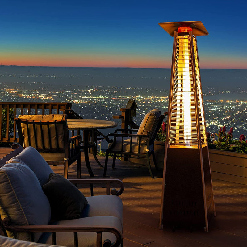 Pyramid Glass Tube Gas Patio Heater — Stainless Steel & Aluminum