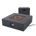 Black Square 50K BTU Outdoor Gas Fire Pit Table With Tank Holder