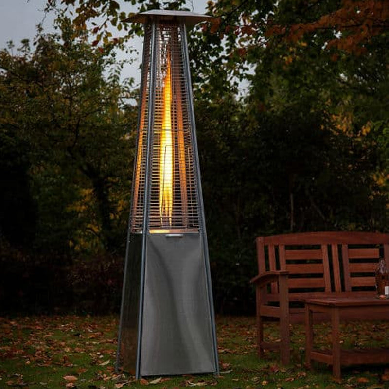 Pyramid Glass Tube Gas Patio Heater — Stainless Steel & Aluminum