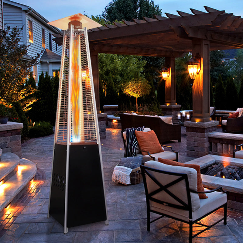 Pyramid Glass Tube Gas Patio Heater — Stainless Steel & Aluminum