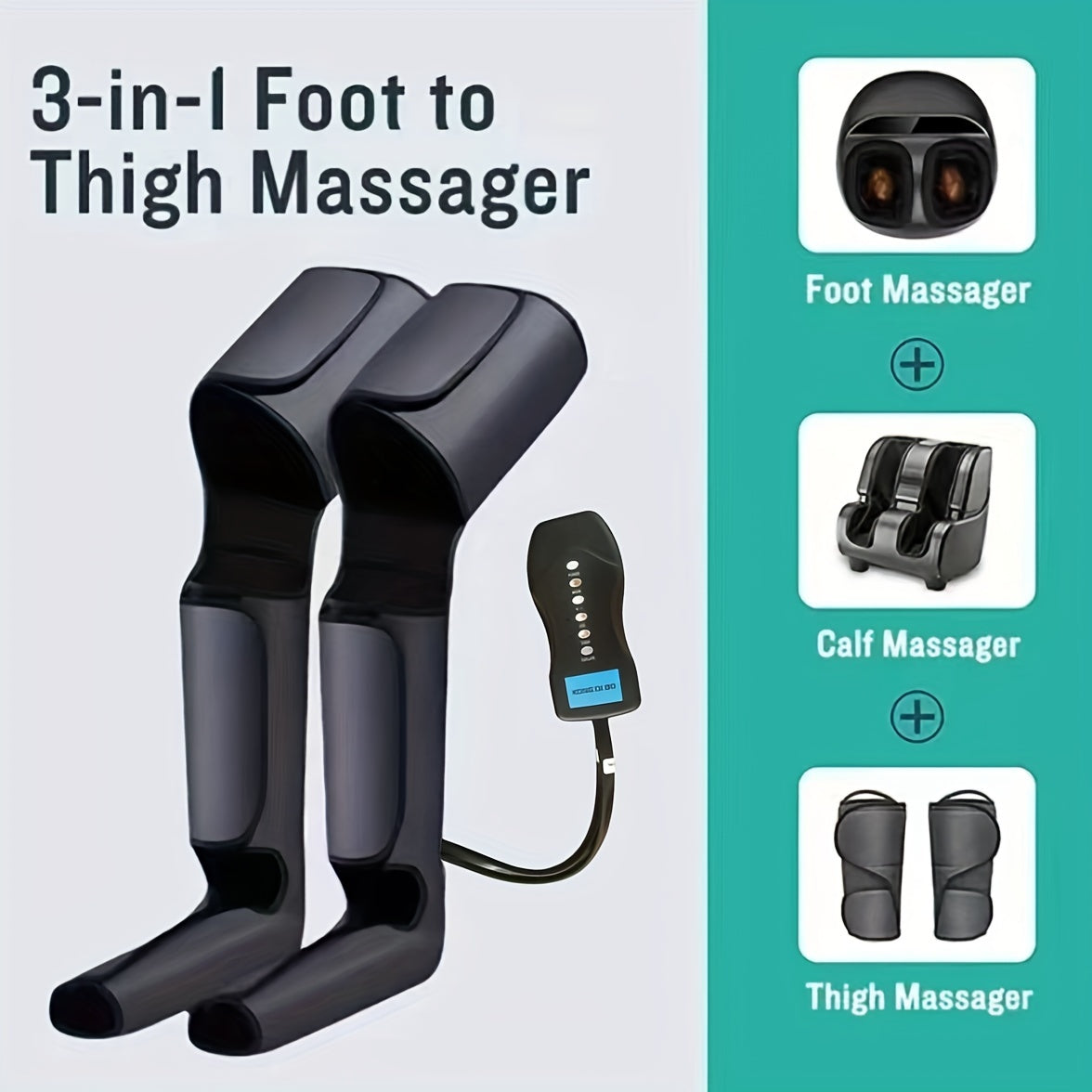 Air Compression Leg & Foot Massager — Cordless & Rechargeable