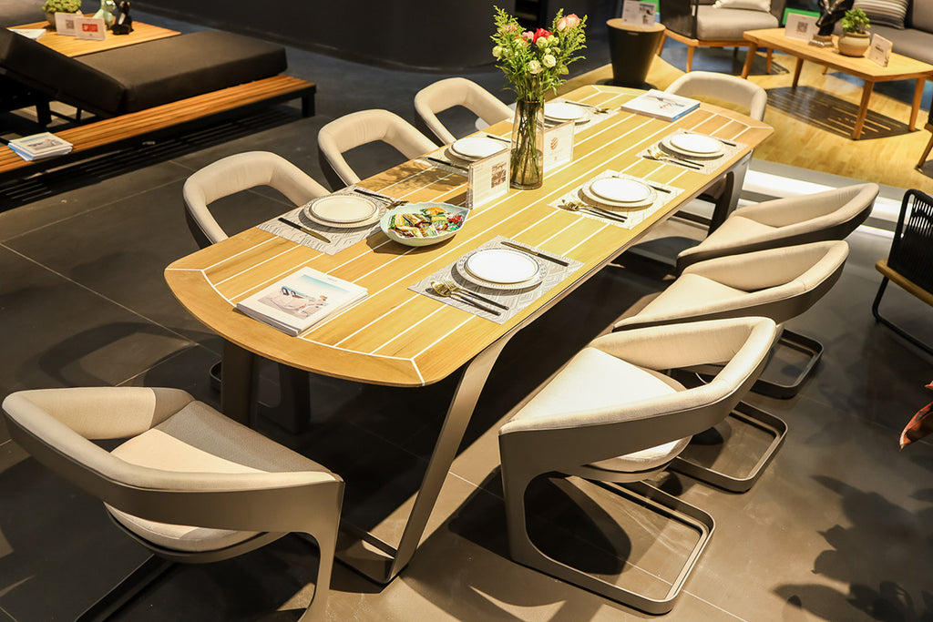 HIGOLD Onda Teak Outdoor Dining Set for 8 — Pininfarina Design