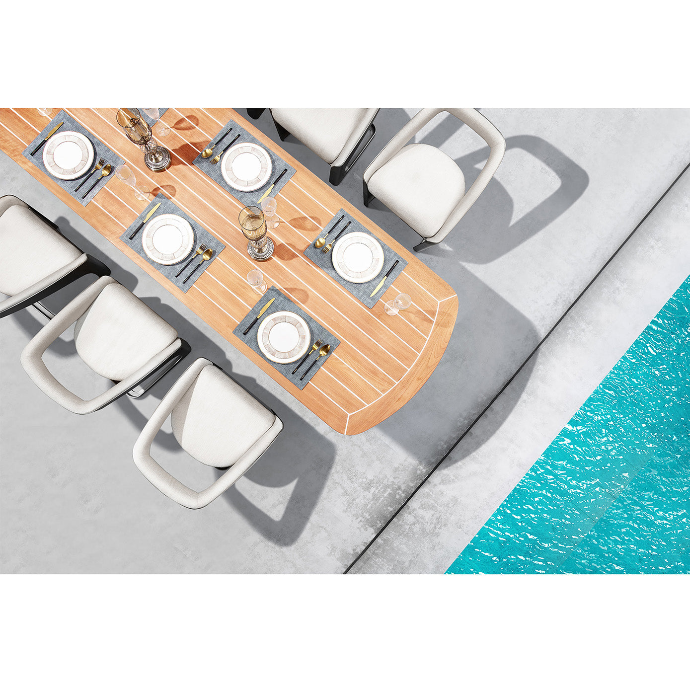 HIGOLD Onda Teak Outdoor Dining Set for 8 — Pininfarina Design